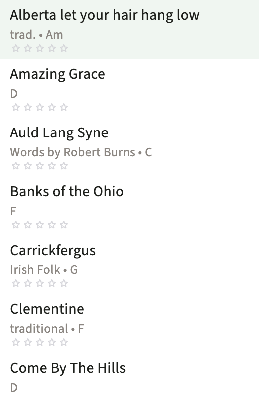 Compact song list view in the library
