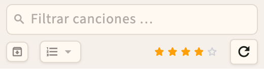 Barra de filtro de etiquetas en la biblioteca de canciones