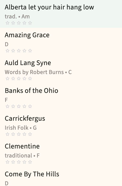 Compact song list view in the library