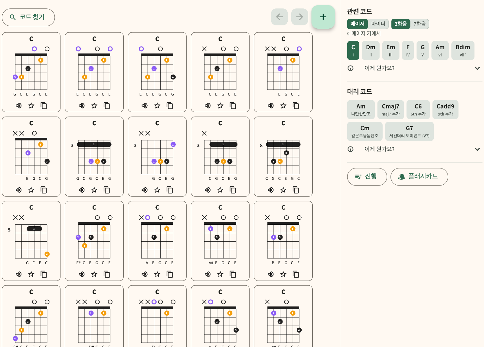 Find chord, Related Chords, 대체 코드