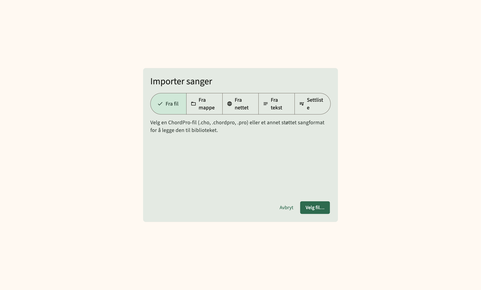 Importer ChordPro-filer og -mapper til biblioteket
