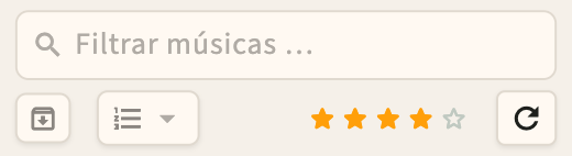 Barra de filtro de etiquetas na biblioteca de música