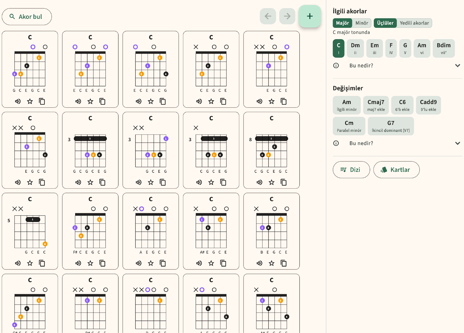 Find chord, Related Chords ve substitüsyonlar